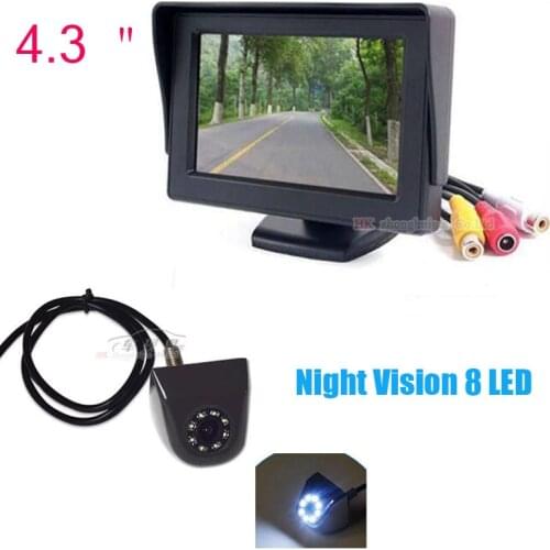 4.3 inch TFT Color Screen Reverse parking assistance with Rear View camera night vision 8 LED Back up camera 170 wide angle