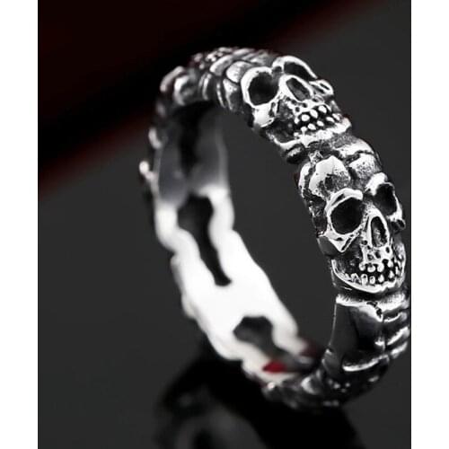 Personality Cool Men Ring Unique Skull Skeleton Ring Gothic Punk Style Ring Retro Hip Hop Rings for Men Women Jewelry Party Gift