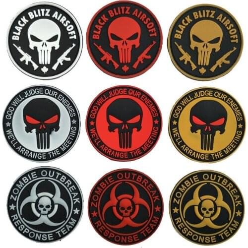 Embroidery HOOK&LOOP PVC skull tactics patch army cartoon patches for bag hat badges applique patches for clothing EQ-2524