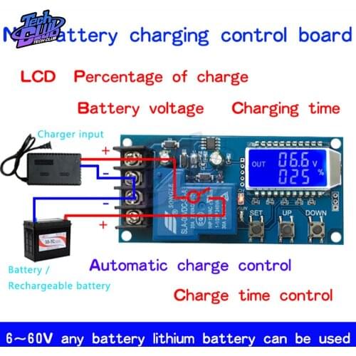 LCD Display 12V 24V Lead-acid Lithium Battery Control Module Solar Battery Automatic Charging Control Protection Dropship