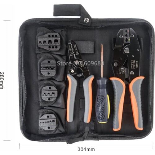 IWISS Crimping Tool Kits with Wire Stripper and Cable Cutters Suitable for Non-Insulated & Insulated Cable End-Sleeves Terminals