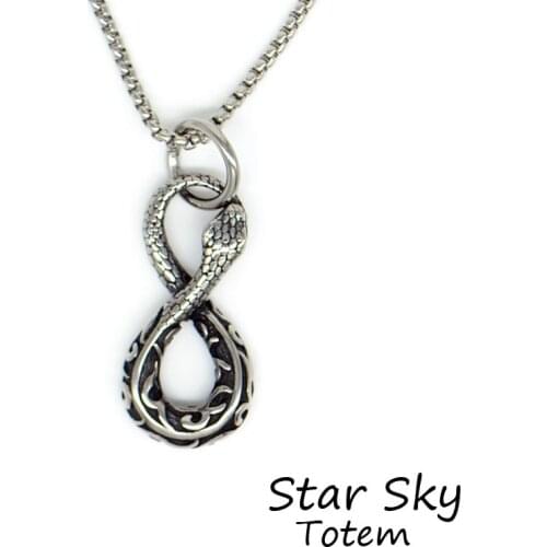 Ouroboros Infinity Snake Stainless Steel Pendant Necklace Retro Locomotive Hippie Rider Hip Hop Mens Fashion Jewelry