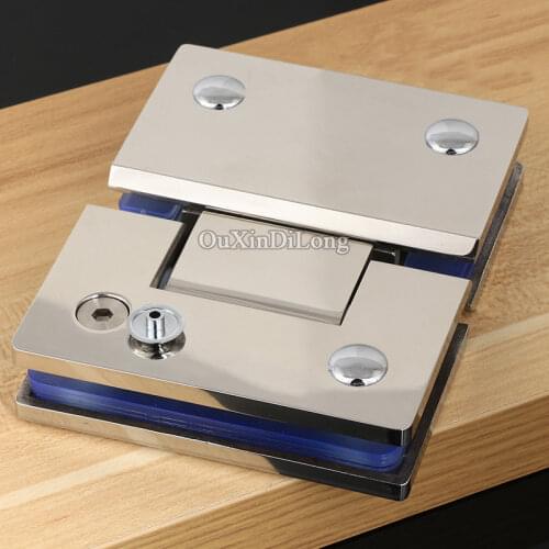 High Quality 2PCS 304 Stainless Steel Frameless Shower Glass Door Hinges Glass to Glass Clamps Clips Chrome Finished