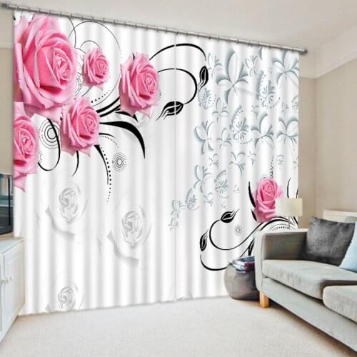 Luxury Blackout 3D Curtains For Living room Bedding room Office pink curtains