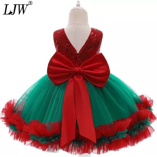 1-5 yrs infant girls' Christmas dresses baby girls dress of girls sequins with bow tutu Cake childrens clothes Christmas dress