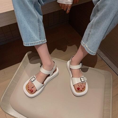 QZYERAI 2021 Summer Hot Sell Genuine Leather Women Sandals Roman Beach Party Shoes Prevent Slippery Non-slip Sandals