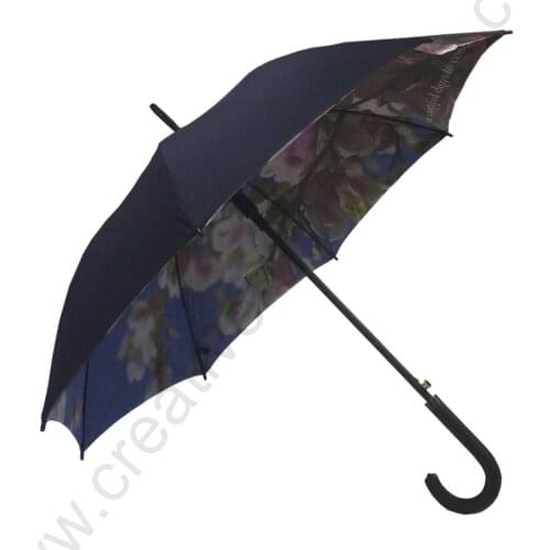 Customized mass cargo Oem Ex-factory 104cm wooden double layers paper printed heat transfer umbrella windproof for e-commerce