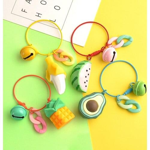 Funny Simulation Banana Avocado Pineapple Keychain for Women Bag Charm Trinket Men Car Key Ring Jewelry Gifts for Men Whoiesale