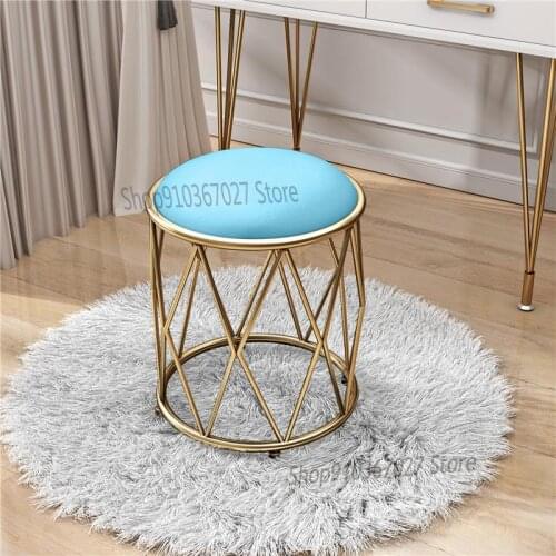 Nordic Black Bedroom Makeup Stool Golden Light Luxury Nail Stool Modern Minimalist Household Iron Dressing Table Stool Chair