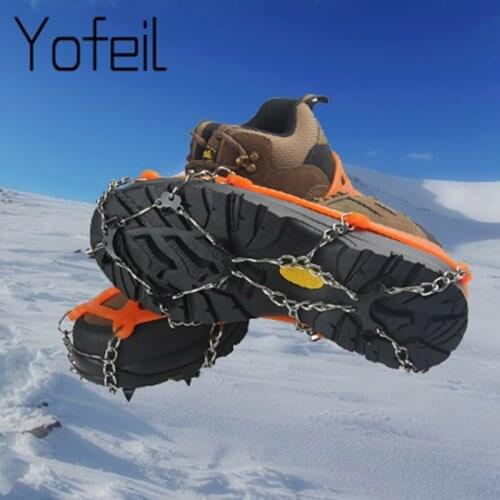 Outdoor Snow Walking 8 Teeth Anti-Slip Claw Traction Crampons Ice Cleats Boots Tread Gripper Chain Spike Sharp Climb Shoes Cover