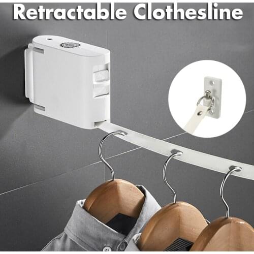 Retractable Indoor Clothesline with Hanger Hole Balcony Clothes Line Drying Rack No Drilling Required Hanging Drying Rack