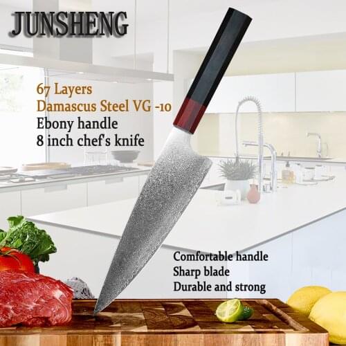 67 Layers Japanese Damascus VG10 Steel Chefs Kitchen Octagonal Ebony Handle Professional 8 INCH Slicing Cooking Chefs knife