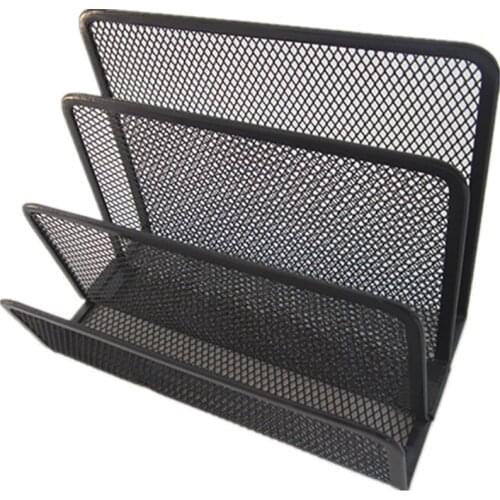 Iron Mesh Three-layer Business Document Tray Book Magazine Stand Office Desktop Files Organizer Home Bookends Letter Sorter