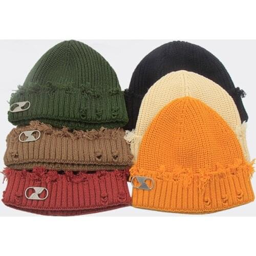 Winter Hat Women Harajuku Knitted Beanies Fashion Warm Hat Autumn Hip hop Bonnet Hole Skullies Unisex Basic Cap