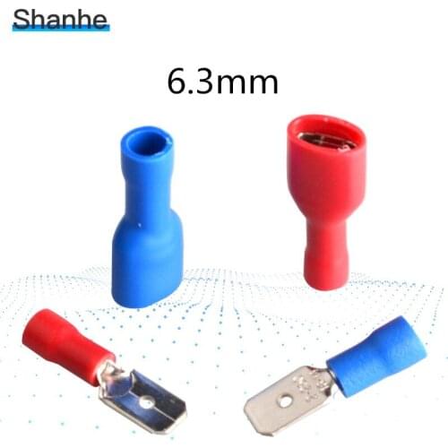 100PCS Insulated Spade Crimp Wire Cable Connector 6.3mm Terminal 50pcs Male+50pcs Female