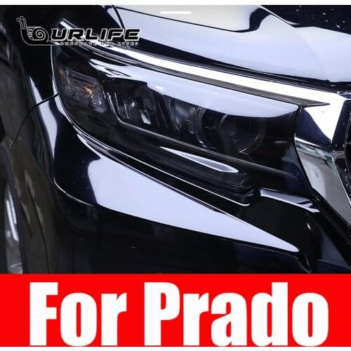 2 Pcs Car Headlight Protective Film Headlamp Transparent Black TPU Sticker For Toyota Land Cruiser Prado 2017-Present Accessorie