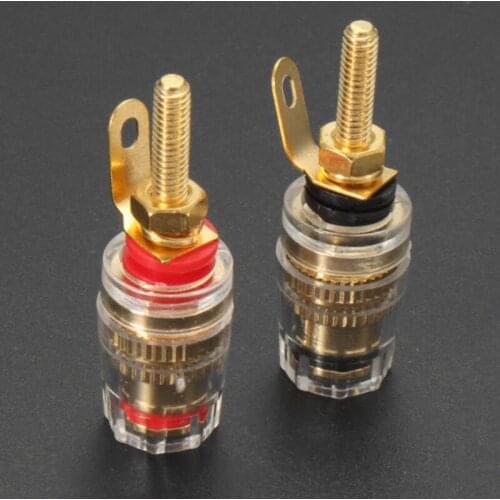 42mm 8pcs Gold Plated Speaker Terminal Binding Post Amplifier Connector Plug for 4mm banana plugs Copper+Plastic Outside 13MM