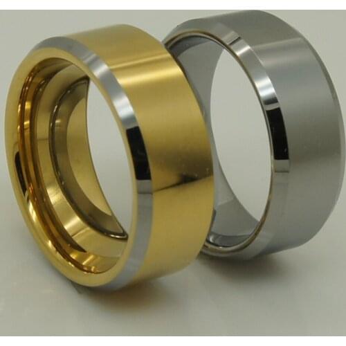 8mm 2tone gold plating hi-tech scratch proof wedding tungsten ring 1pc