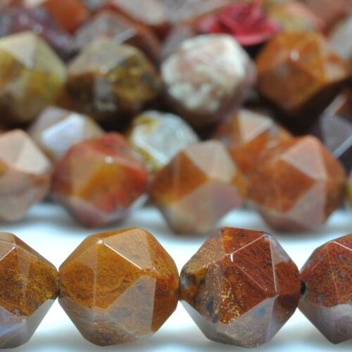 Natural Warring States Red Jasper Star Cut Faceted Nugget Beads Loose Gemstones Wholesale Jewelry Making Semi Precious Stone