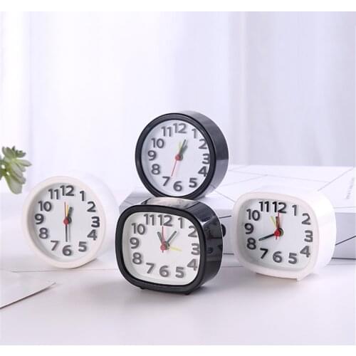 Square Round Small Alarm Clock Snooze Silent Sweeping Wake Up Table Clock Battery Powered Compact Portable Travel Alarm Clock