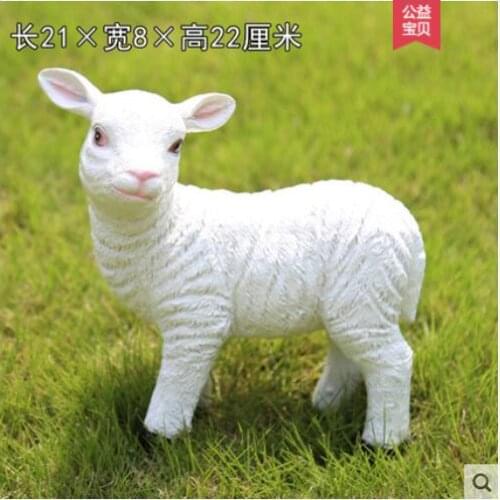 Pure white sheep imitation sheep put a resin handicraft zodiac sheep garden courtyard living room decoration fortune landscape