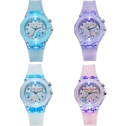 Children Luminous Wristwatch Fashion Candy Color Quartz Watch Girls Boy Sport Daily Waterproof Watch Clock Birthday Gift