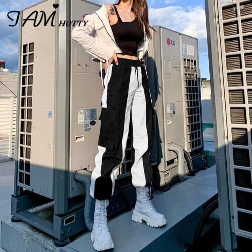 Elastic High-waisted y2k Patchwork Cargo Jeans Women Harajuku Sweatpants AestheticStreet Punk Style Pockets Baggy Denim Iamhotty