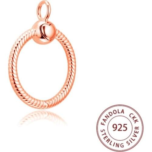 Brand New 925 Sterling Silver Pendants Rose Moments Medium O Pendant Necklaces for Women Luxury Jewelry collier Without Chain
