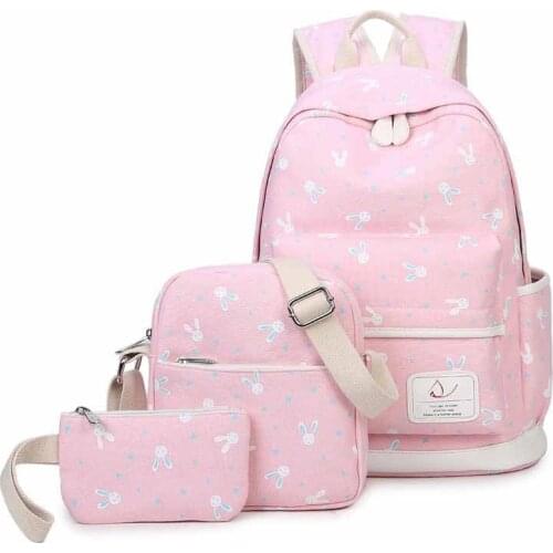 Women Canvas 3Pcs/set School Backpacks College Schoolbag for Teenager Girls Printing Rucksack Moclila Shoulder Bag