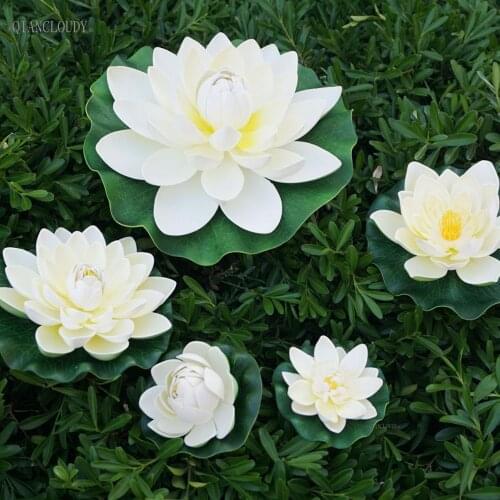 Artificial BEIGE fake Ponds Lotus Leaves flowers Water Lily Floating Swimming Pool home garden Plants Wedding party decoratioD24