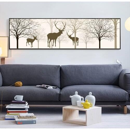 Nordic Style Animal Lovely Deer Family Canvas print painting Poster Wall Art Picture For Bedroom Home Decoration Unframed LZ545