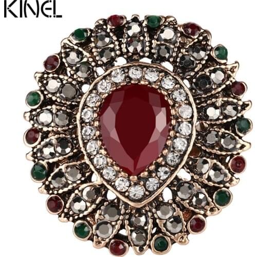 Big Love Heart Ring Retro Look Fashion Color Gold Mosaic Punk Rings For Women Turkey Jewelry Wholesale