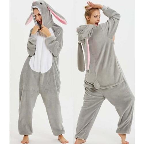 Adult Onesie for Women Animal Cartoon Hooded Flannel Winter Warm One-piece Sleepwear Casual Homewear Christmas Cosplay Costume