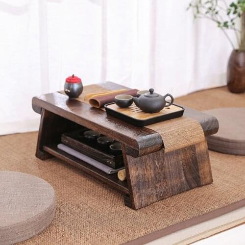 Antique Tea Table / Computer table Folding Legs Rectangle Paulownia Wood Traditional Furniture Low Coffee Table Japanese Style