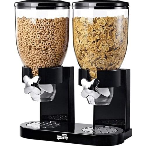 Cereal Dry Food Dispenser Home Kitchen Plastic Countertops Breakfast Double headed Chamber Airtight Storage Utensils