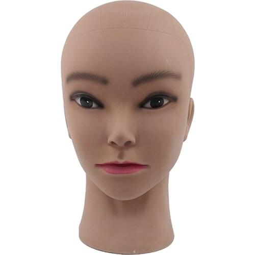Bald Famale Mannequin Head Model Brown,Cosmetology Manikin Head Doll Head Professional Masks Display Head Model Wig Making Doll