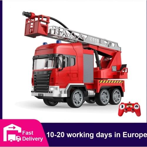 CONUSEA 1:20 RC Fire Truck Tractor Model Engineering Car with Working Water Pump Shoots and Squirts Water RC Truck Toys for Kids