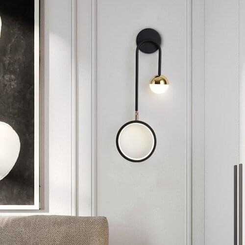 Nordic Wall Lamp Led Creative Bedroom Bedside Sconce Modern Lighting Luxury Living Room Aisle Corridor Indoor Ring Ball Light
