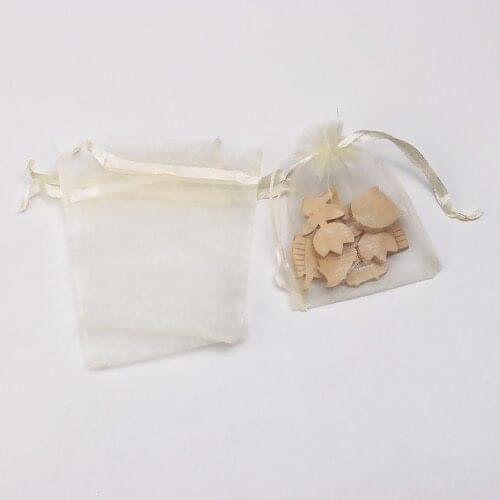 New Style 2012 Organza Jewelry Bags Drawstring Rectangle Pale Yellow Packing Package (Usable Space: 7x7cm) 9cm X 7cm, 5 PCs