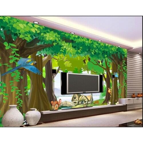 Custom papel DE parede infantil, trees and animals in the sitting room the bedroom TV setting wall waterproof wallpaper