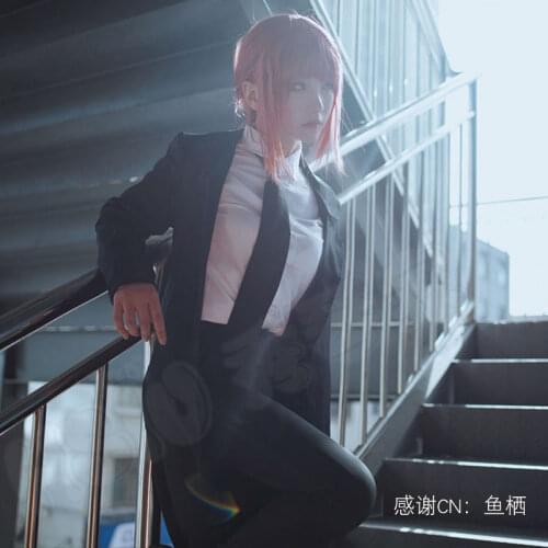 Makima clothing Anime Chainsaw Man Cosplay HSIU Brand Full outfit black trench coat + white shirt + trousers + tie