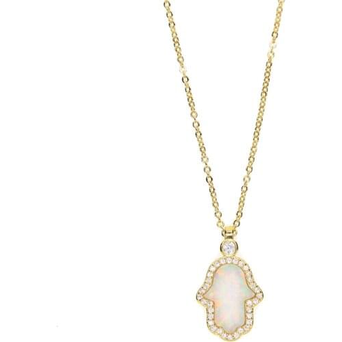 Natural opal hand pendant choker necklace gold color chain opal stone pendant necklace for women jewelry dropshipping