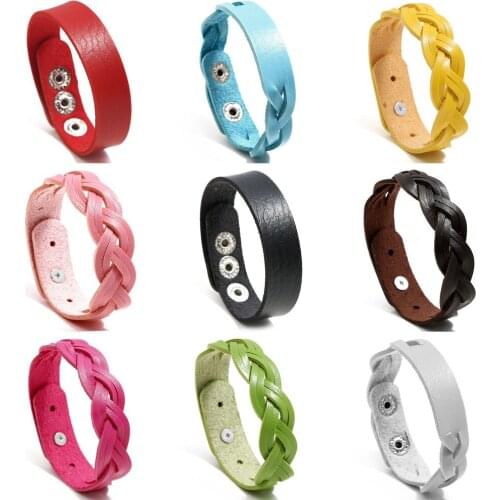 ZIMNO Harajuku Braided Rope Wrap PU Leather Bracelets for Women Bangles Gothic Male E Girl Boy Charm Snap Jewelry Gift Wholesale