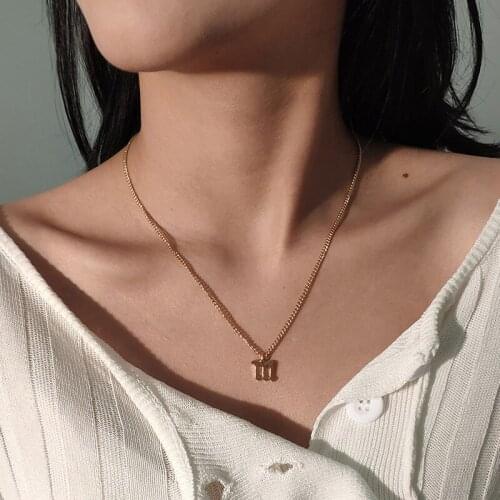 Simple Temperament Lowercase Letters Pendant Necklace for Women Chic Fashion Geometric Clavicle Necklace Pendants Jewelry Kolye