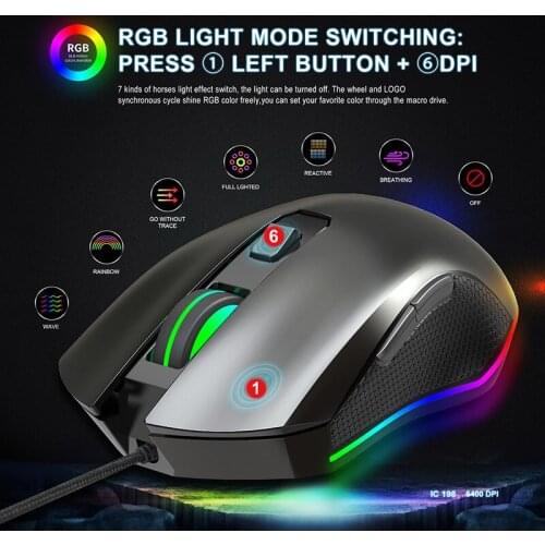Wired Glowing Mouse Gaming Mouse USB Optical Computer Mice 7 Programmable Button NK-Shopping