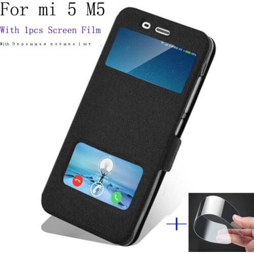 Luxury Phone Case For xiaomi mi 5 M5 case shell cover open window PU leather case For xiaomi mi5 M 5 flip case back cover shell