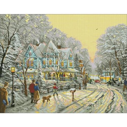 Christmas Street patterns Counted Cross Stitch 11CT 14CT 18CT DIYChinese Cross Stitch Kit Embroidery Needlework Sets