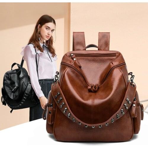Hot Women Backpack High Quality Leather Backpack Multifunction Shoulder Bag Large Capacity Travel Backpack School Bags for Girls
