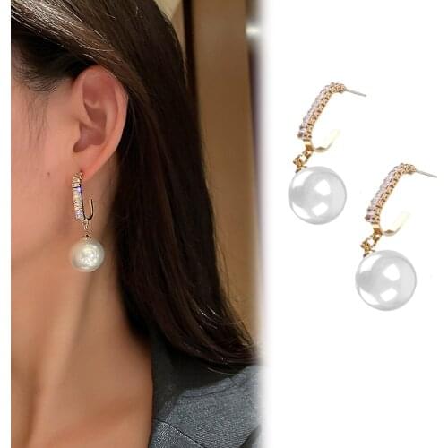 1Pair Gray White Pearls Dangle Earrings Classic Eelgant Baroque Style Large Pearl Earrings For Women Girls Fashion Jewelry Gifts