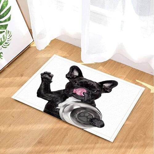 Animal cute pet dog rice bowl Rugs Non-Slip Floor child Entryways Outdoor Indoor Front Door Mat bathroom accessories 60x40cm
